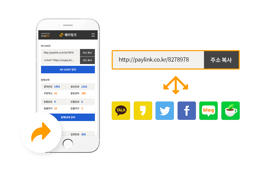 SNS 주문서 페이링크 링크공유